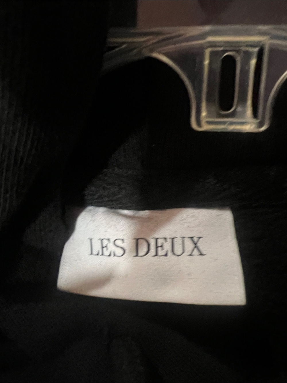 Les Deux Men's Black Pullover Hoodie with Discreet Script Logo - Picture 2 of 9